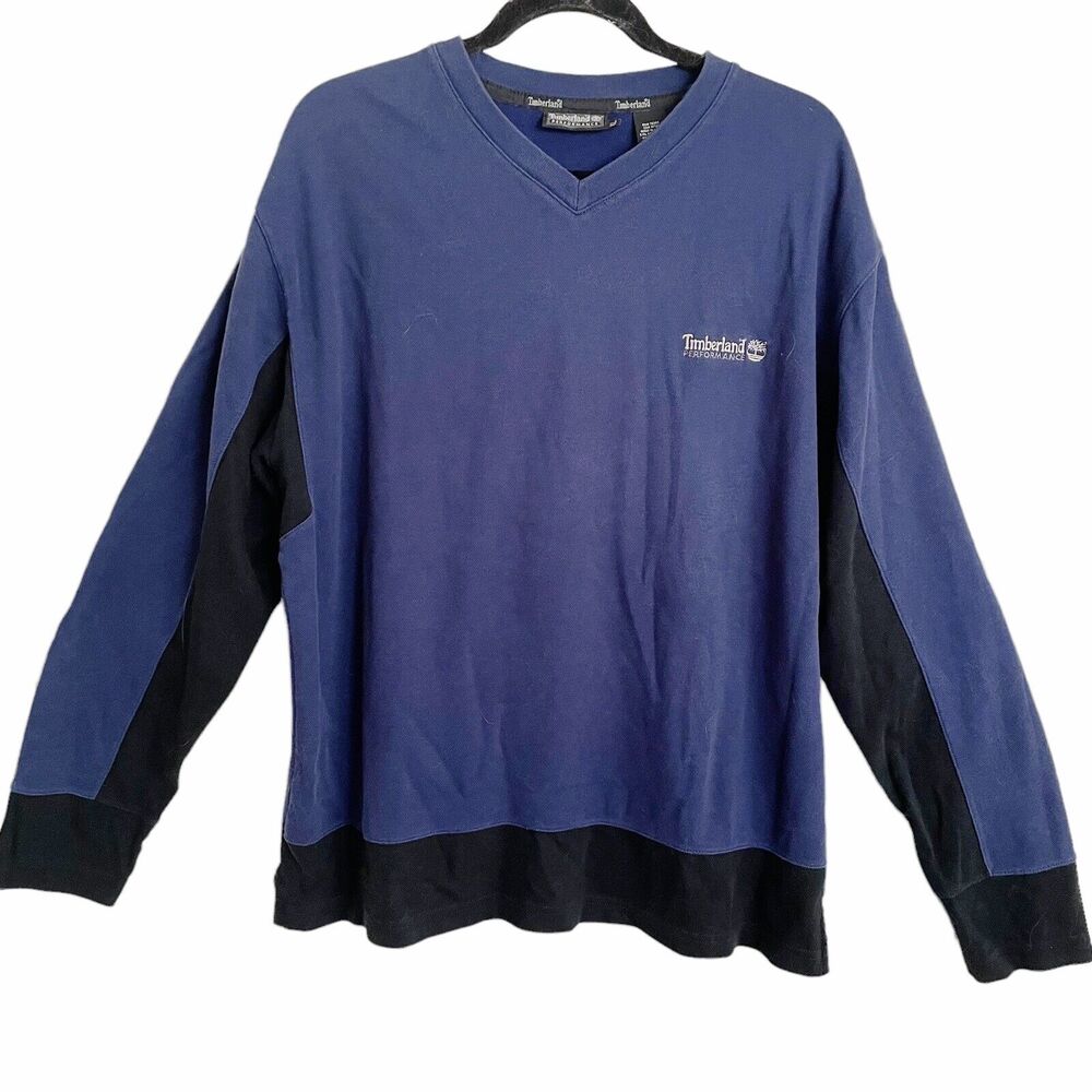 Vintage Timberland Performance Blue Black Crewneck Sweatshirt Mens XL Shirt